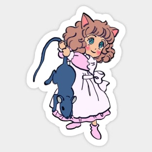 I draw pastel chibi neko with a rat / the star of cottonland Sticker